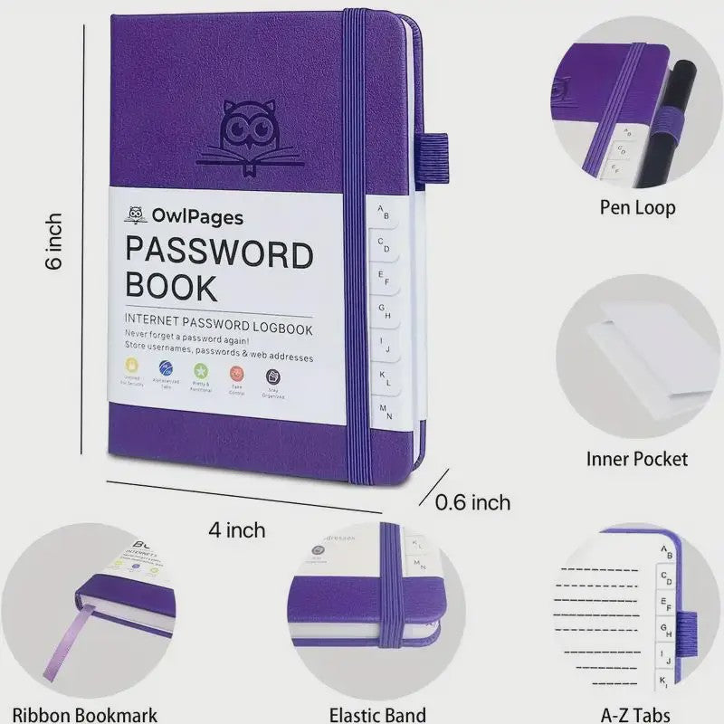 Wachtwoordenboek met Alfabetische Tabs - Hardcover Logboek & Adresorganizer