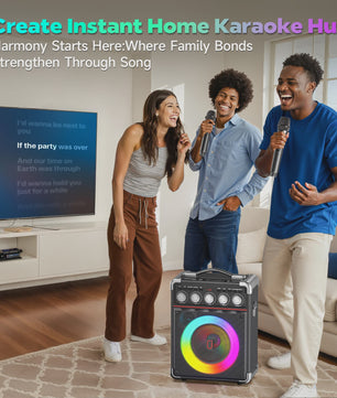 TX05 Karaoke Machine met 2 Draadloze Microfoons & RGB Licht