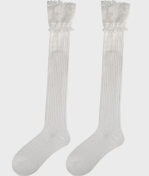 Dames Hoge Sokken met Kant - Lolita Stijl, Warm & Trendy voor Laarzen