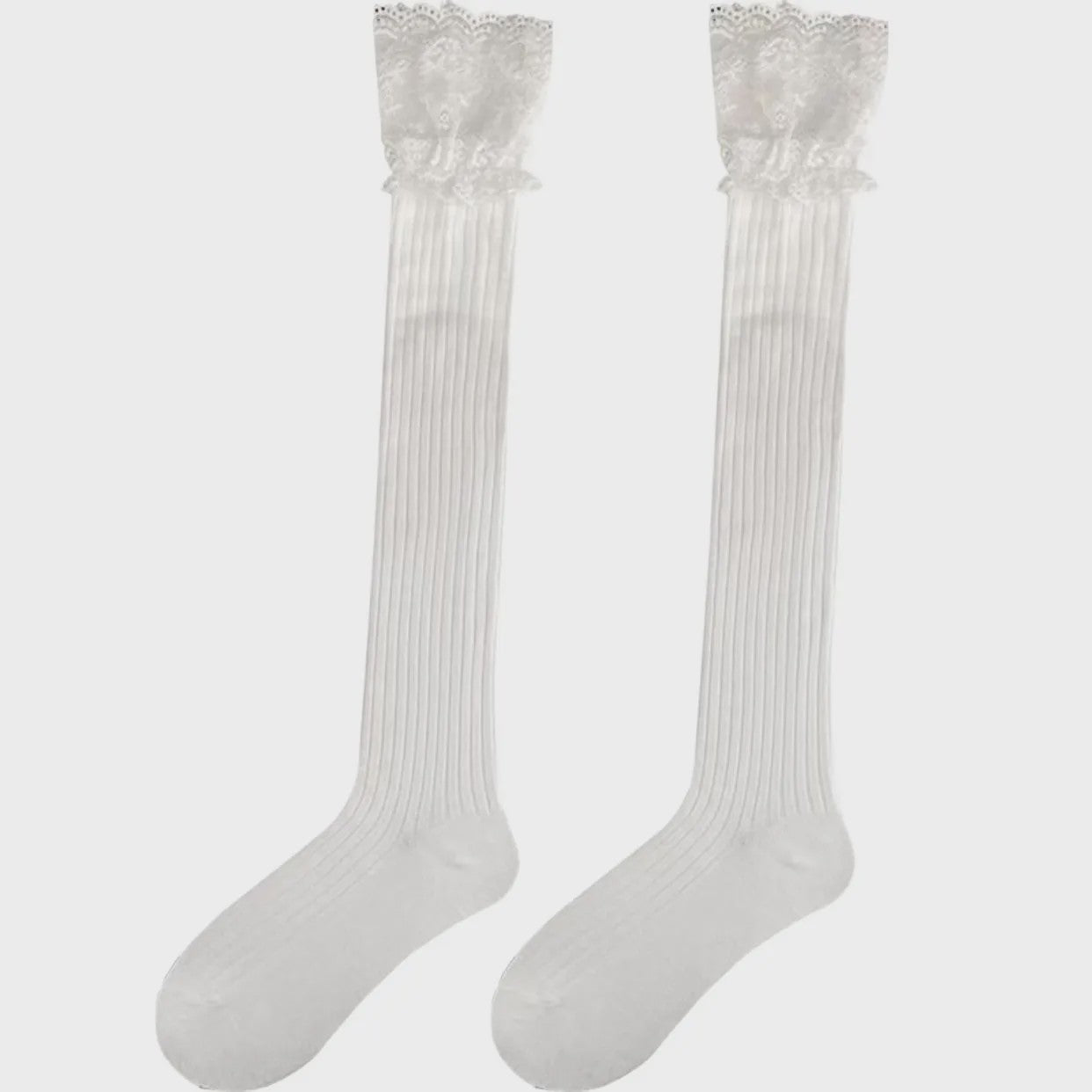 Dames Hoge Sokken met Kant - Lolita Stijl, Warm & Trendy voor Laarzen