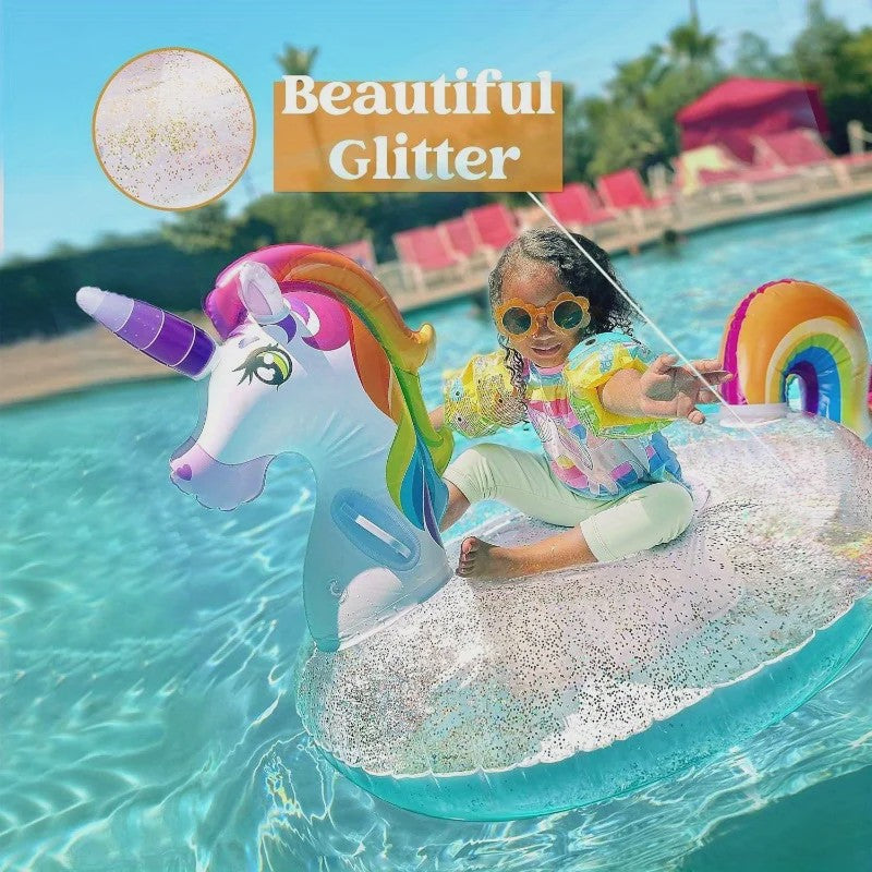 Opblaasbare Eenhoorn Zwemband met Glitters - Leuk voor Kinderen in het Zwembad