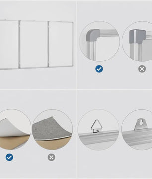 Opvouwbaar Magnetisch Whiteboard 180x100cm - Dubbelzijdig, Aluminium Frame, Makkelijk Schoon te Maken