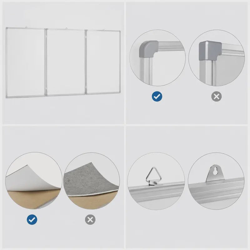 Opvouwbaar Magnetisch Whiteboard 180x100cm - Dubbelzijdig, Aluminium Frame, Makkelijk Schoon te Maken