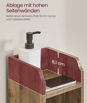 Smalle Houten Badkamerkast met Deur en Plank - Ideaal voor Toiletpapier