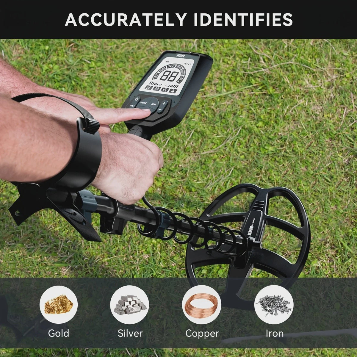 SUNPOW Professionele Metaaldetector met Pinpointer - Oplaadbaar, Waterdicht, 5 Modi