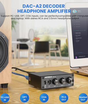 AIYIMA DAC-A2 HiFi DAC & Hoofdtelefoonversterker - USB, Coaxiaal, Optisch