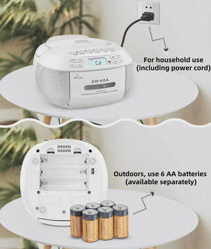 Draagbare CD-speler met Bluetooth, Cassetterecorder & USB - Stereo voor Thuis & Onderweg