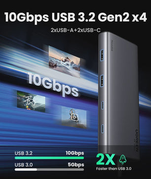 UGREEN 8-in-1 USB-C Hub: Triple 4K Display, 10Gbps, 100W PD - Ideaal voor MacBook & PC