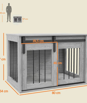 PawHut Hondenbench als Meubel - Met Schuifdeur & Metalen Effect - 80x54x57 cm
