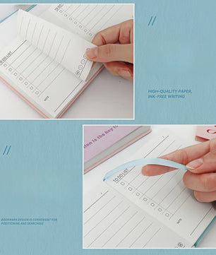 Mini Notitieboek PU Leer - Dagelijkse Planner & To-Do Lijst met Lint Bladwijzer