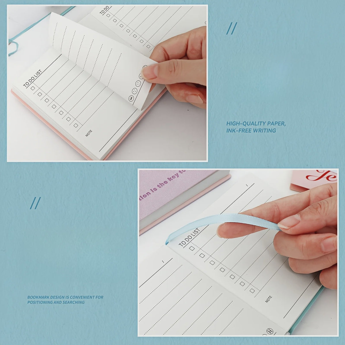 Mini Notitieboek PU Leer - Dagelijkse Planner & To-Do Lijst met Lint Bladwijzer