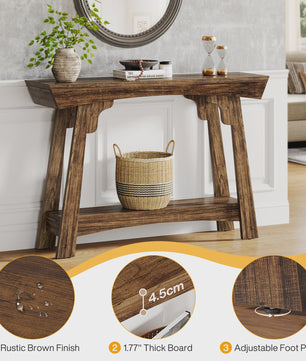 Houten Console Tafel met Opbergplank - Smalle Haltafel in Boerderijstijl
