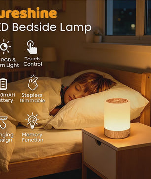 Lureshine Houtnerf LED Nachtlamp Touch Control - Dimbare RGB Sfeerverlichting