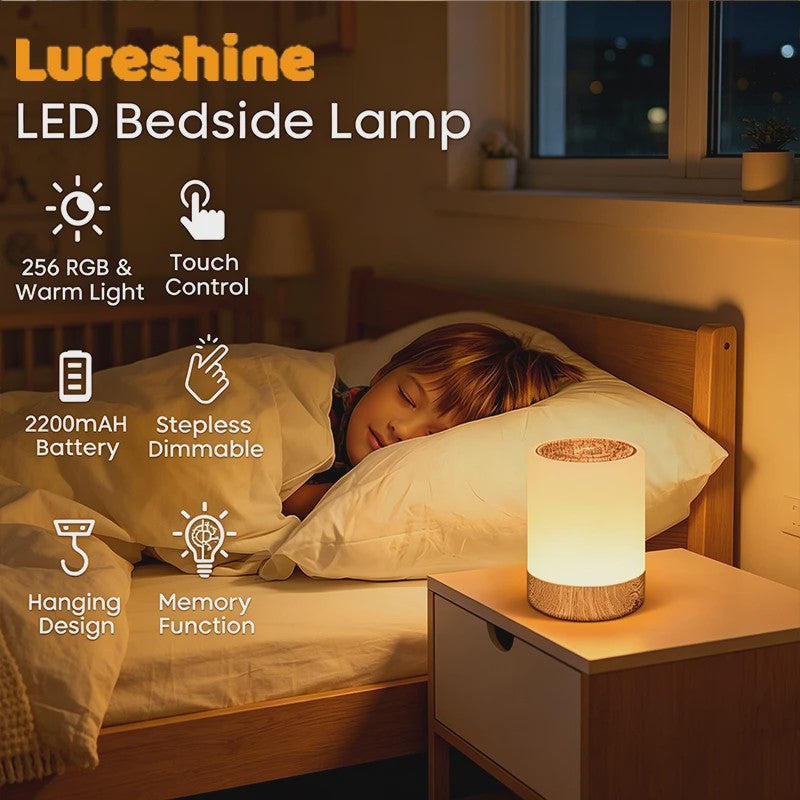 Lureshine Houtnerf LED Nachtlamp Touch Control - Dimbare RGB Sfeerverlichting