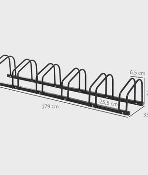 HOMCOM Fietsenrek voor 6 Fietsen - Zwart Stalen Parkeerrek voor Vloer of Muur