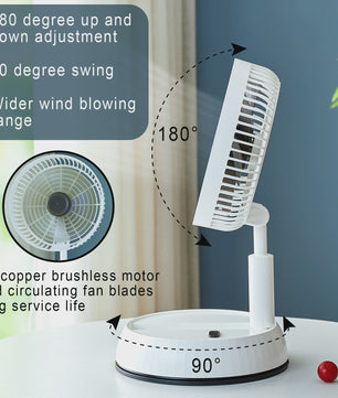 Draagbare Opvouwbare Ventilator met 15000mAh Batterij, USB, Afstandsbediening & Stille Werking - Ideaal voor Binnen en Buiten