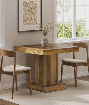 Rustieke Houten Eettafel Vierkant 31.5 Inch met Pootonderstel - Geschikt voor 4 Personen
