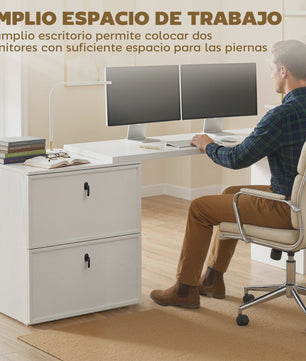 Omkeerbaar L-vormig Bureau met 2 Lades - Wit