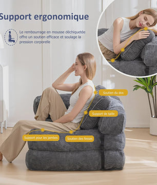 Opvouwbare Corduroy Sofa Bed met Geheugen Spons - Multifunctioneel en Comfortabel