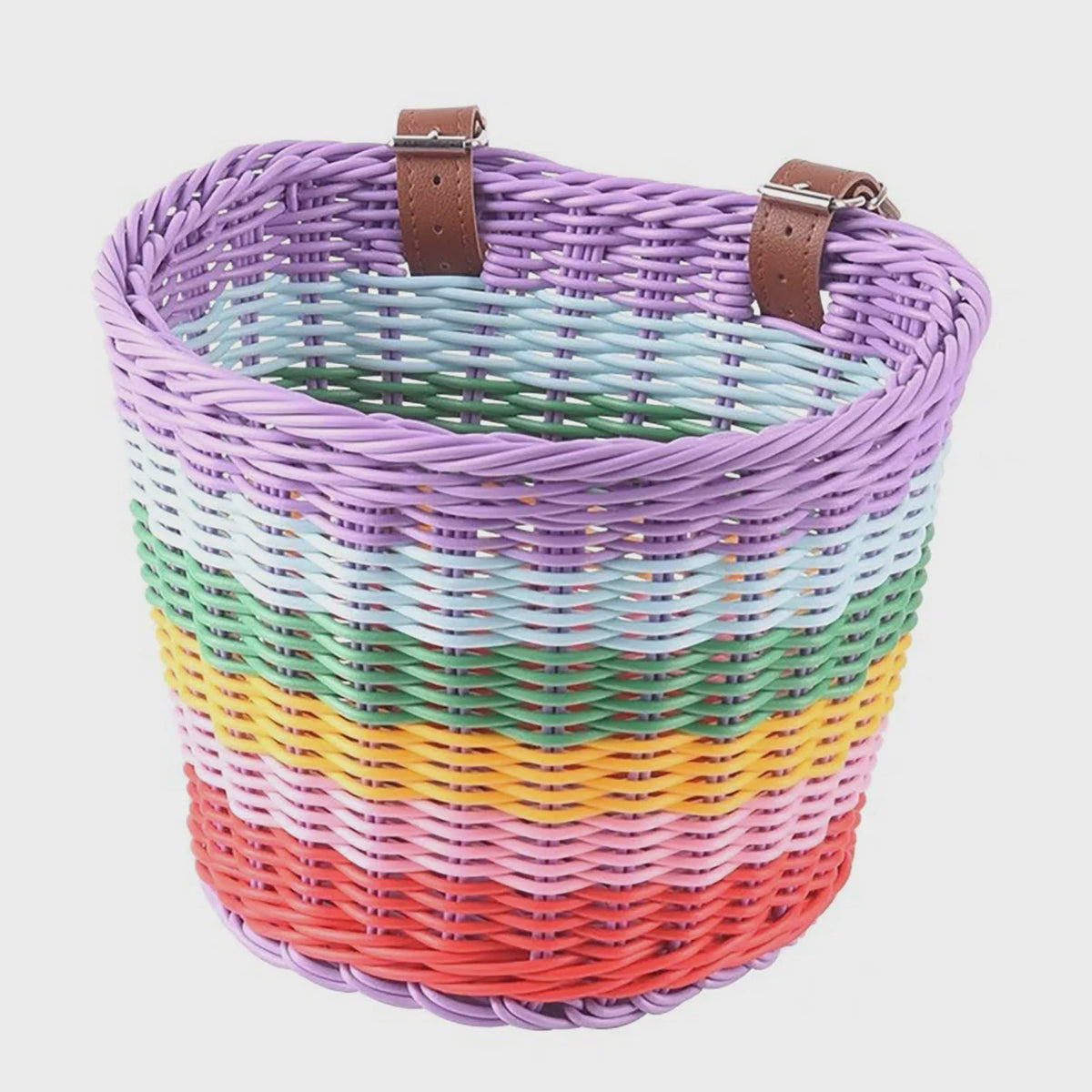 Regenboog Fietsmand Kinderen - Kleurrijk Rotan Stuurmandje