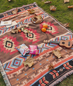 Veelzijdige Bohemian Deken in Westerse Stijl - Perfect voor Buiten, Camping, Picknick & Sofa