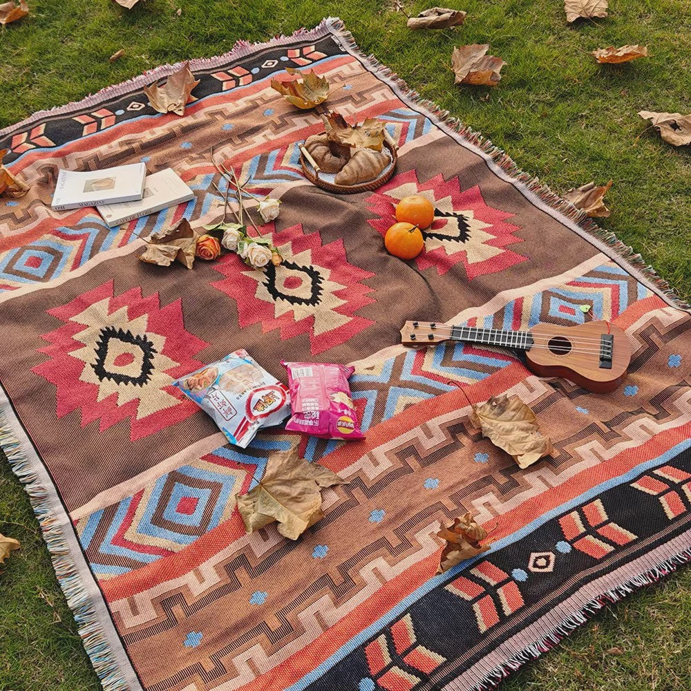 Veelzijdige Bohemian Deken in Westerse Stijl - Perfect voor Buiten, Camping, Picknick & Sofa