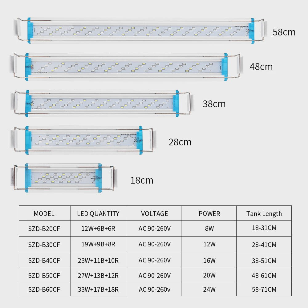 Super Bright LED Aquarium Lamp - Verstelbare Clip-on Verlichting voor Planten & Vissen (18-70cm)