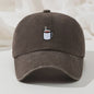 Retro Gewassen Baseball Cap met Koffiekopje Borduurwerk - Verstelbaar & Casual
