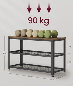 VASAGLE Schoenbank met 2 Metalen Roosters - Entree & Hal Organizer - 73x30x45 cm