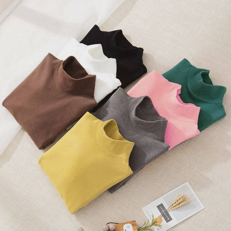 Warme Kinder Thermo T-shirt met Col - Zacht Fleece, Lange Mouwen voor Jongens en Meisjes