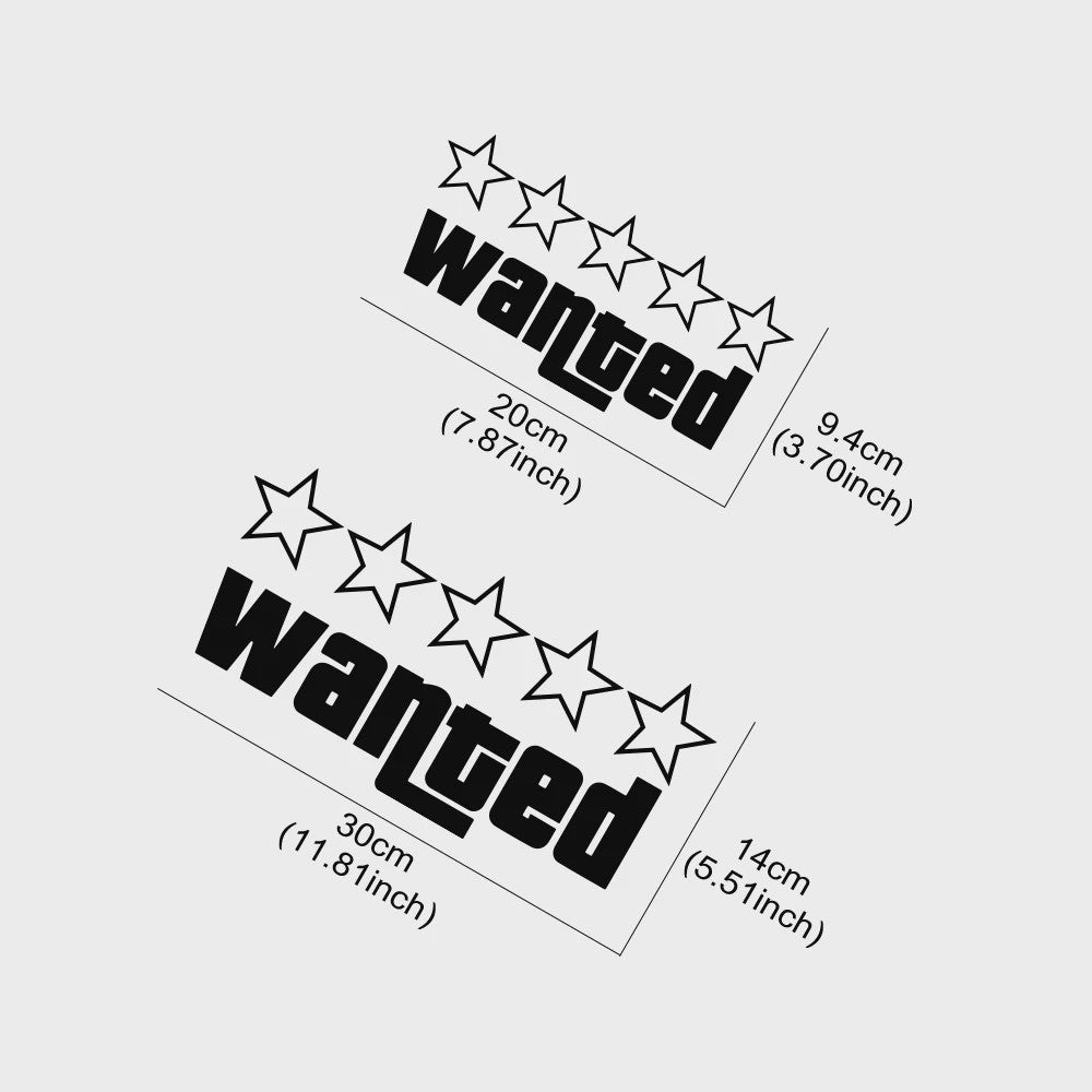 Wanted Vinyl Sticker Set - GTA Stijl Decals voor Auto, Motor & Laptop