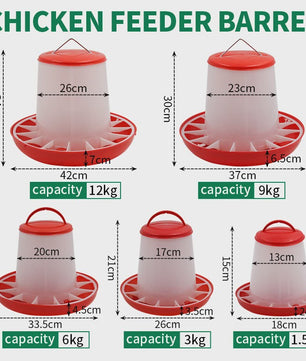 Automatische Kip Voerbak 1.5kg tot 12kg - Kippen, Duiven, Kwartels Voederstation