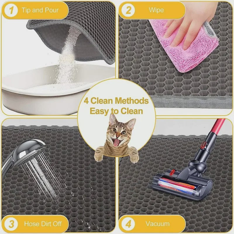 Dubbellaags Kattenbakmat - Waterdicht EVA, Vangt Grit op, Makkelijk Schoon te Maken