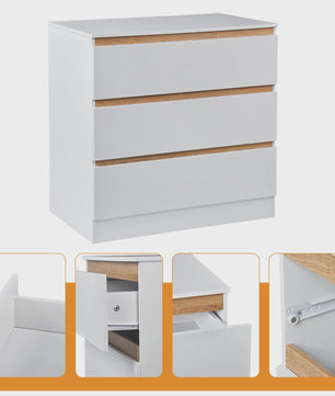 Moderne Witte Ladekast met 3 Lades - 80x78x48cm - Stijlvolle Opberger voor Woonkamer, Slaapkamer of Hal