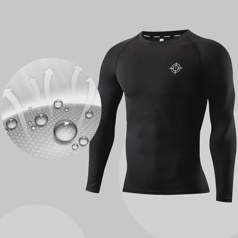 Heren Compressie Sportkleding Set - Long Sleeve Top & Broek voor Fitness, Hardlopen, Yoga