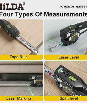 HILDA 2-in-1 Laser Rolbandmaat met Groene Laser & Automatische Vergrendeling - Oplaadbaar