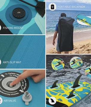 GENREEN Ultra-Licht Opblaasbaar SUP Board 335cm - 200kg Capaciteit - Complete Set