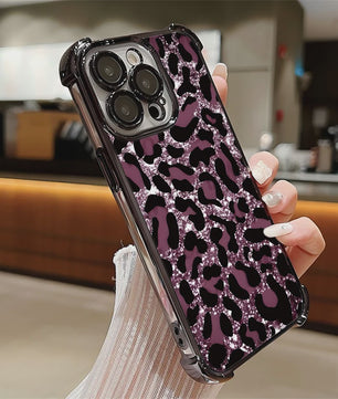 Luxe Leopard Print Telefoonhoesje met Plating & Anti-Val Bescherming voor Samsung