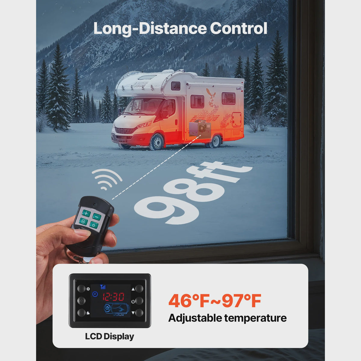 8KW Diesel Luchtverwarmer 12V/24V - Draagbare Camper Verwarming met LCD & Afstandsbediening