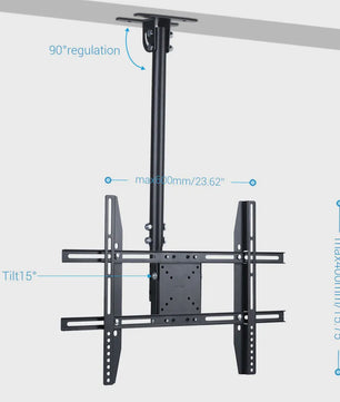 Plafond TV Beugel Kantelbaar & Draaibaar voor 26-65 Inch Schermen | Max 30kg