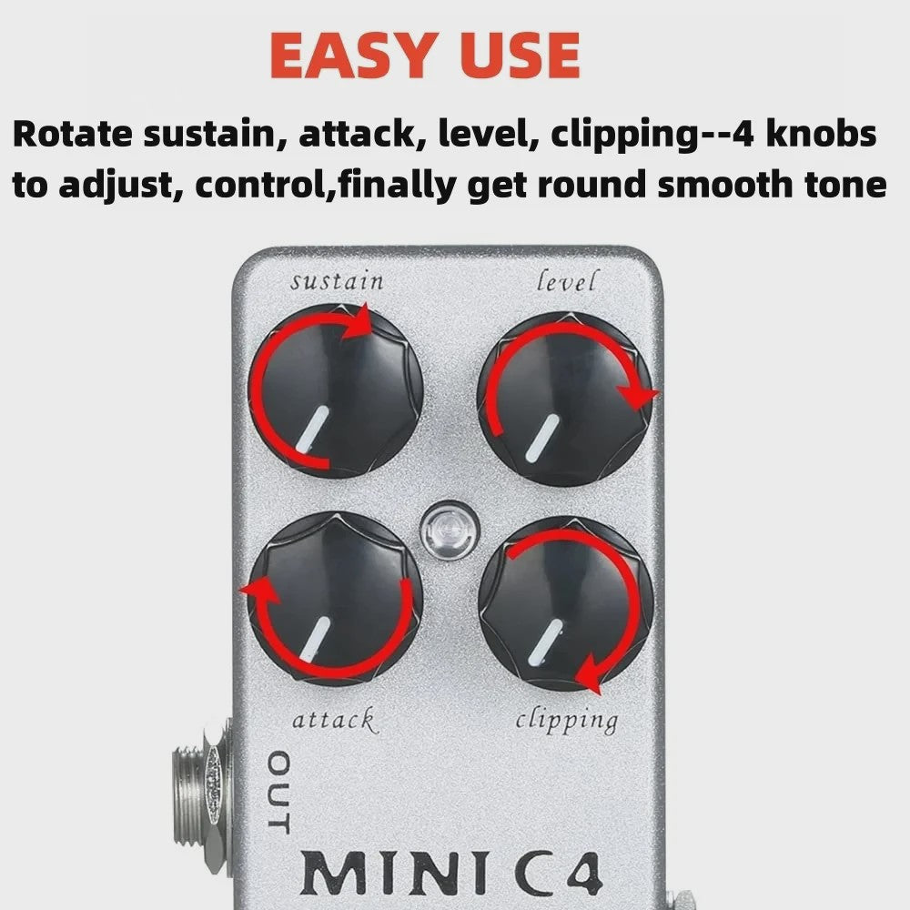 Mosky MINI C4 Gitaar Compressor Effectpedaal - Metalen Shell, True Bypass