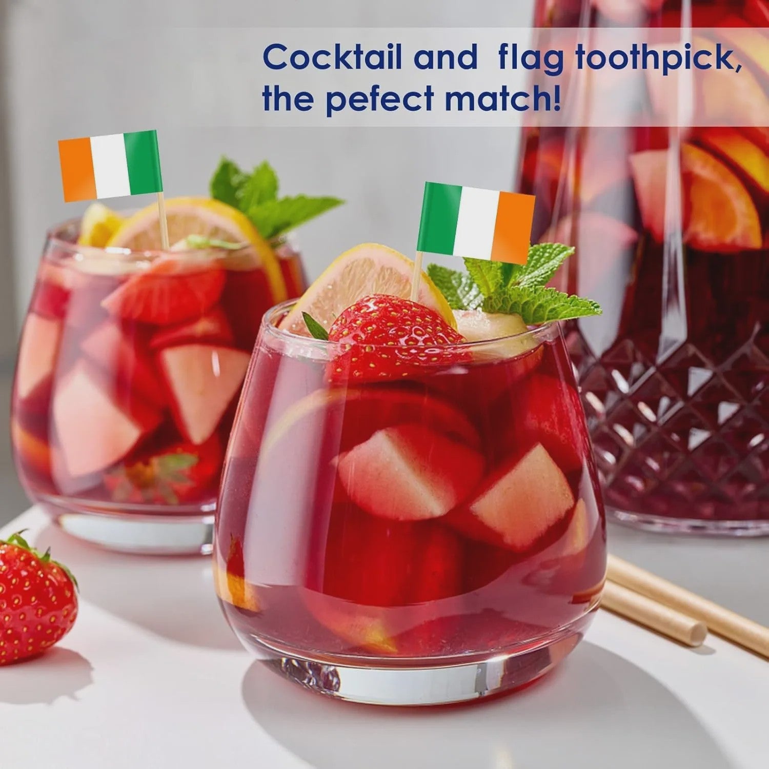 100 Stuks Ierse Vlag Prikkers - Mini Vlaggetjes voor Cupcakes, Hapjes en Cocktails