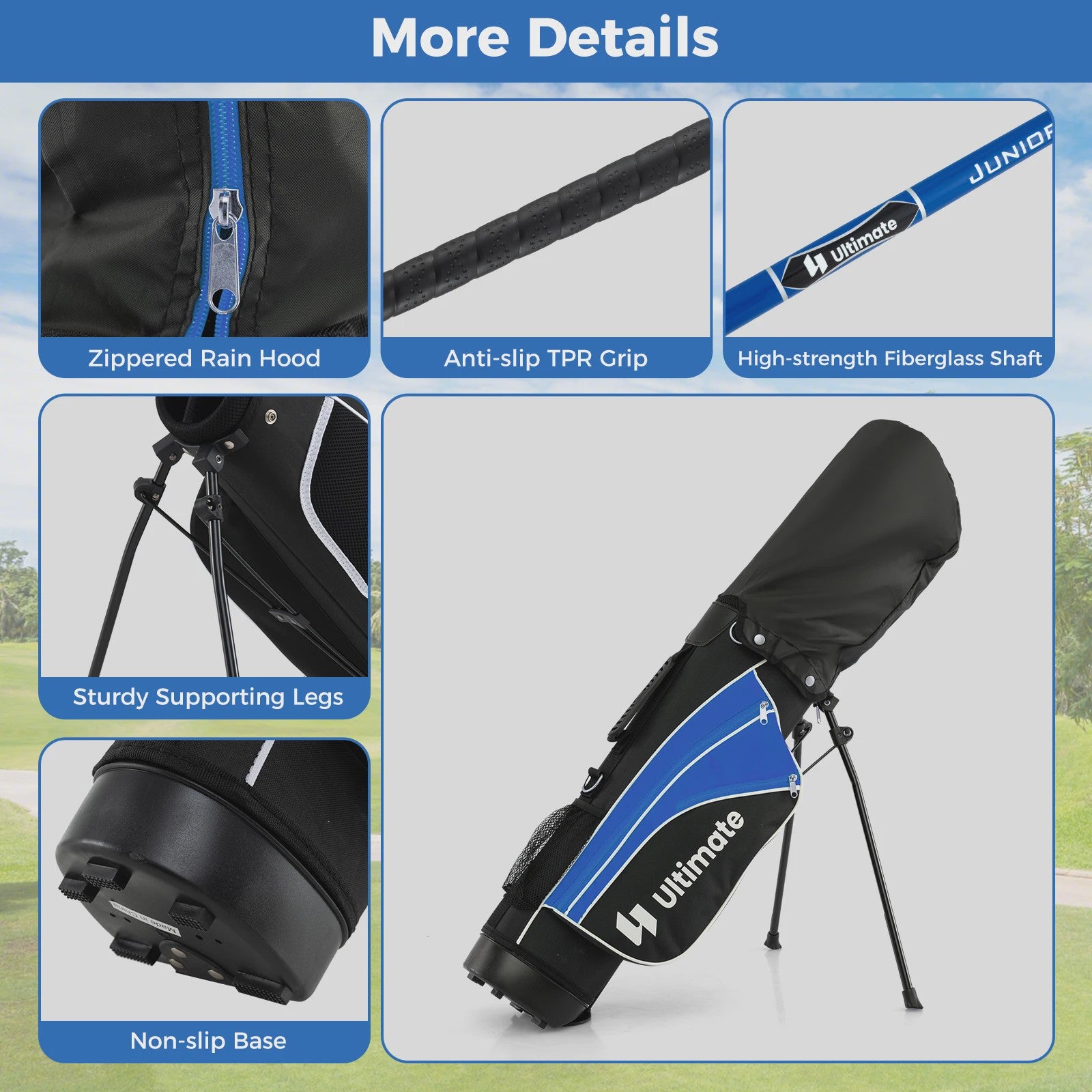 5-delige Kinder Golfset met Fairway Wood, IJzer 7, 9 & Putter - Voor Kinderen 8-10 Jaar