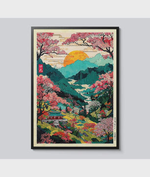 Japanse Canvas Print: Iconische Fuji & Golven - Retro Landschap Poster