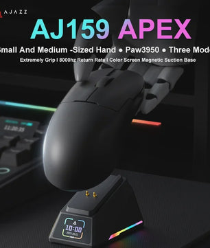 Ajazz AJ159 PRO/APEX Gaming Muis: 8000Hz, PAW3950 Sensor, Kleurenscherm Dock