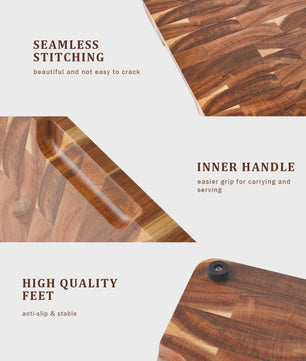 Acacia Hout Snijplank - End Grain - 15 inch met Handgrepen