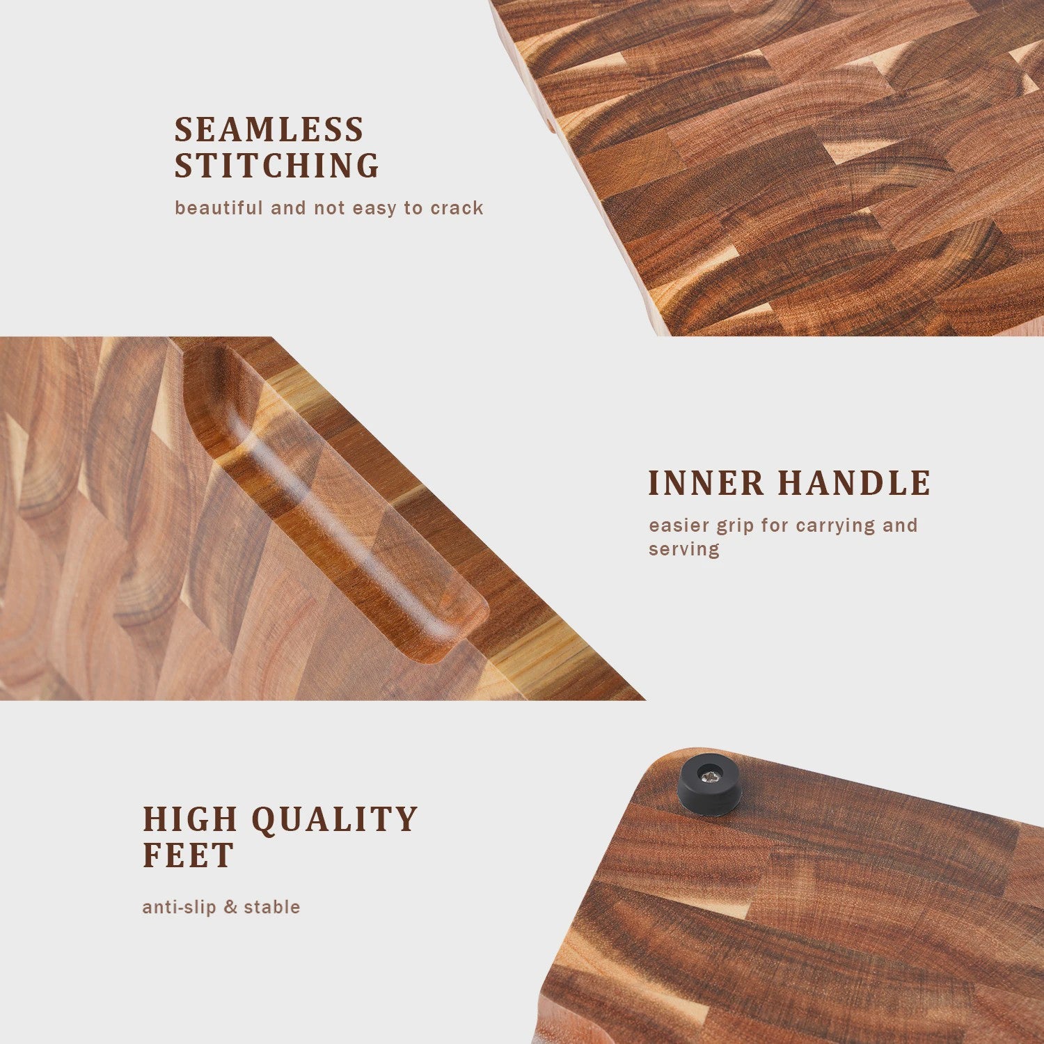 Acacia Hout Snijplank - End Grain - 15 inch met Handgrepen