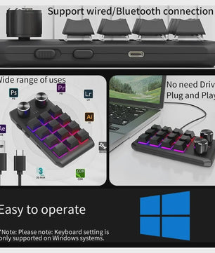 Programmeerbaar Mini Macrotoetsenbord met 2 Knoppen, RGB & Bluetooth