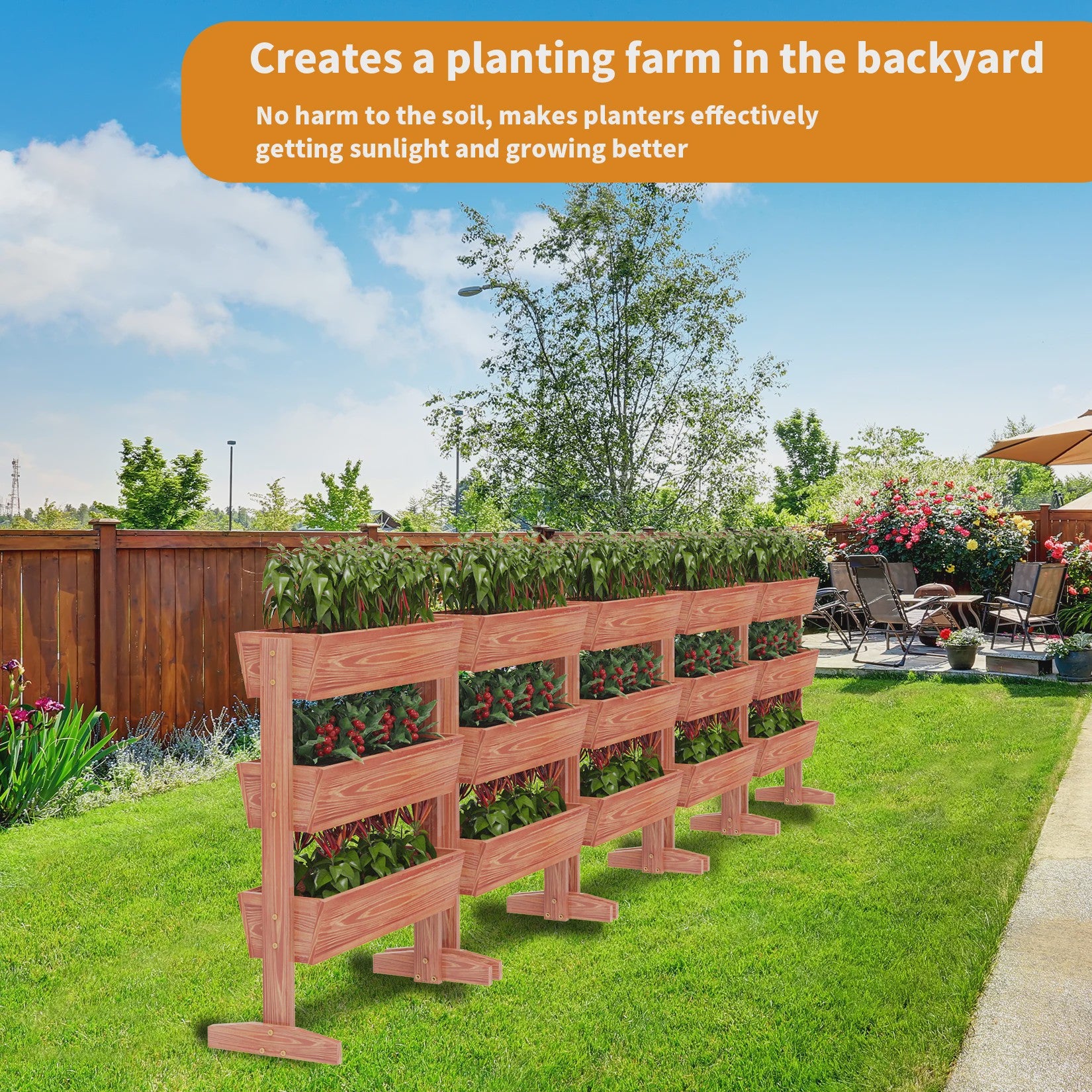 Verticale Plantenbak Hout 4 Lagen - Verhoogd Tuinbed voor Kruiden & Groenten