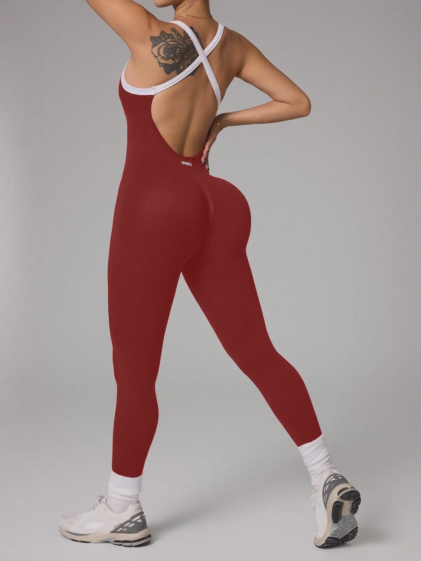 Seamless Yoga Jumpsuit met Gekruiste Schouderbanden - Sneldrogend & Ademend